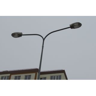 Double-arm bracket for lighting poles (designed for mounting two luminaires).